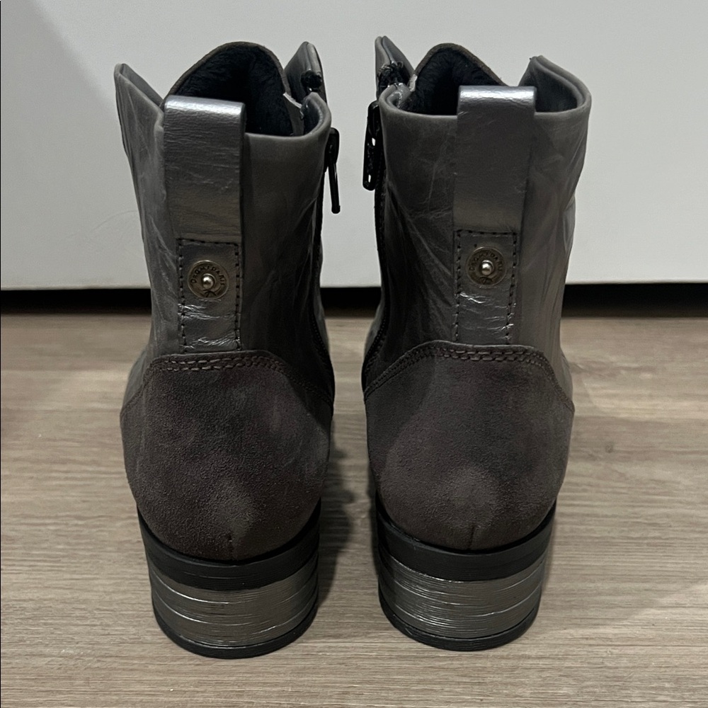 Dromedaris‎ Karissa Scrunched Gray Lace-Up Boots, Women's Size 41 or 10-10.5 - Picture 8 of 14